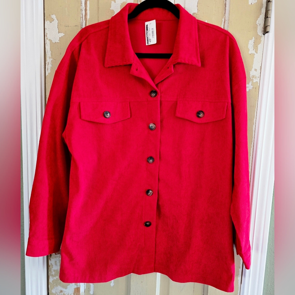 Corduroy Shacket Red Size Medium NWT